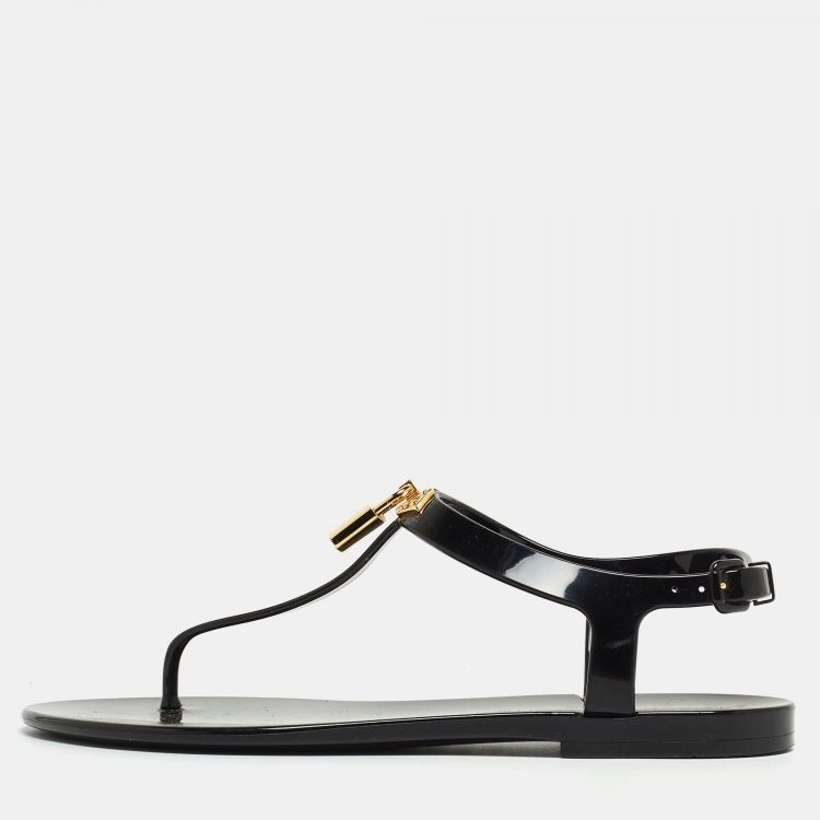 Louis Vuitton Logo Ankle Strap Flat Sandals