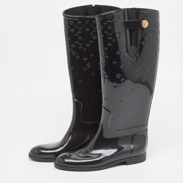 Louis Vuitton Womens Rain Boots Boots, Black, 39cm