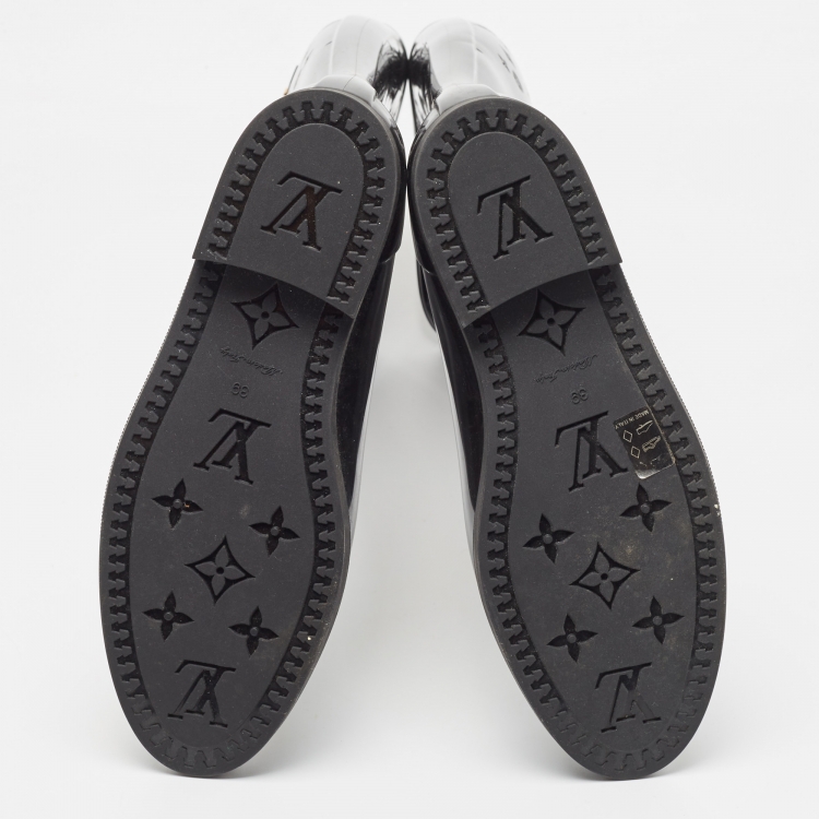 Pre Owned Louis Vuitton Black Monogram Rubber Rain Boots Size 39