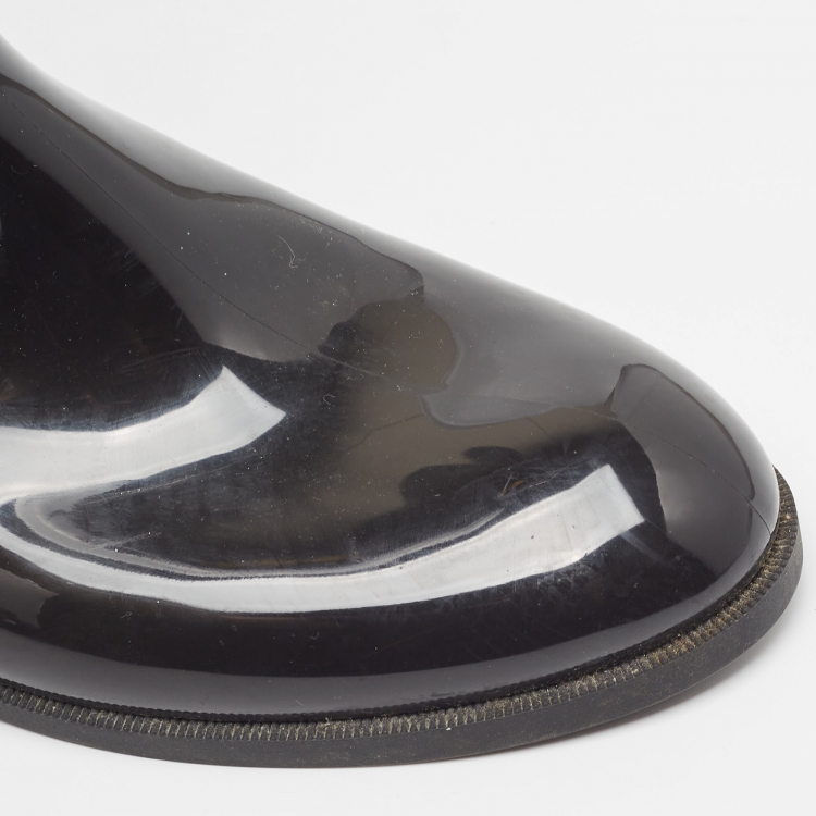 Pre Owned Louis Vuitton Black Monogram Rubber Rain Boots Size 39