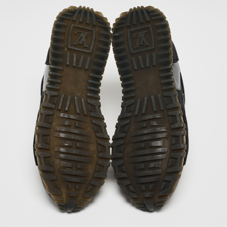 Pre Owned Louis Vuitton Black/Brown Monogram Canvas, Suede and Mesh Run Away Low Top Sneakers Size 37