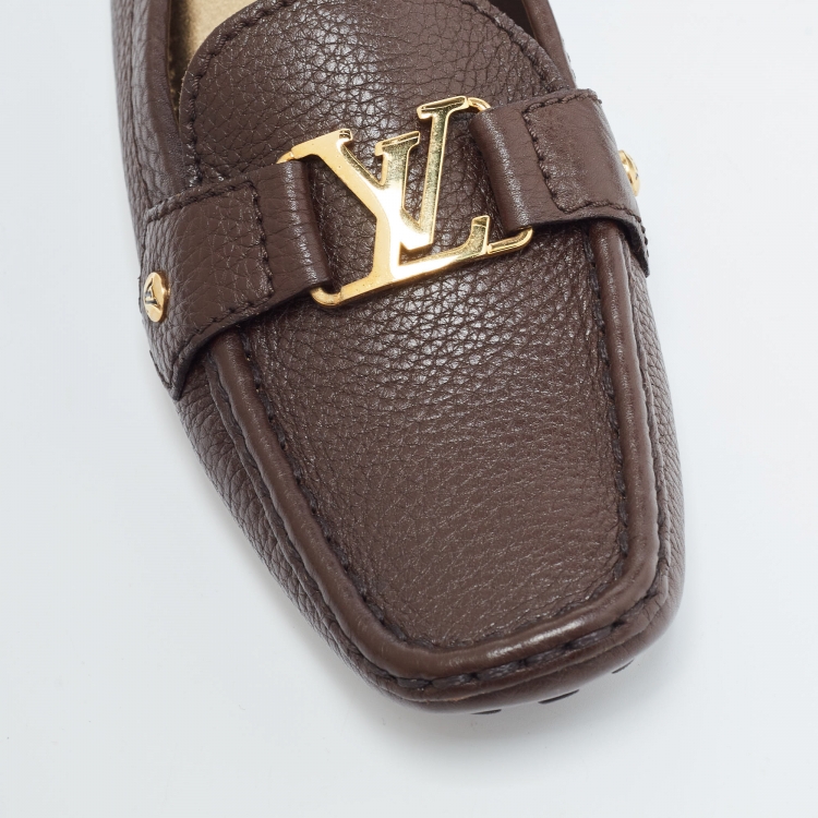 Pre Owned Louis Vuitton Brown Leather Monte Carlo Loafers Size 39.5