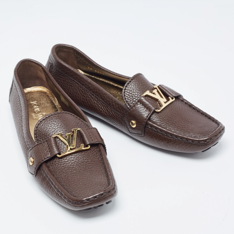 Pre Owned Louis Vuitton Brown Leather Monte Carlo Loafers Size 39.5