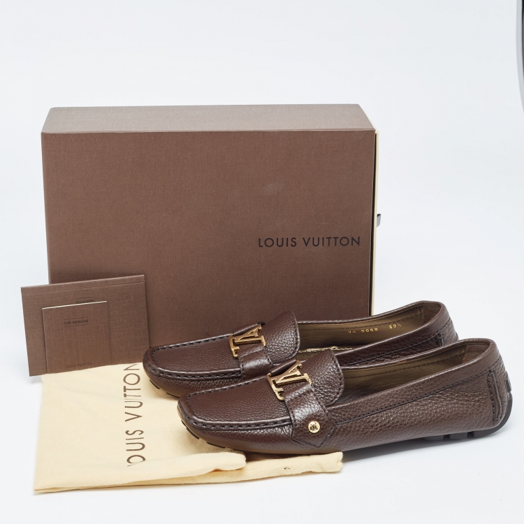 Pre Owned Louis Vuitton Brown Leather Monte Carlo Loafers Size 39.5
