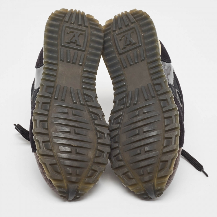 Pre Owned Louis Vuitton Black/Brown Monogram Canvas and Mesh Run Away Low Top Sneakers Size 35