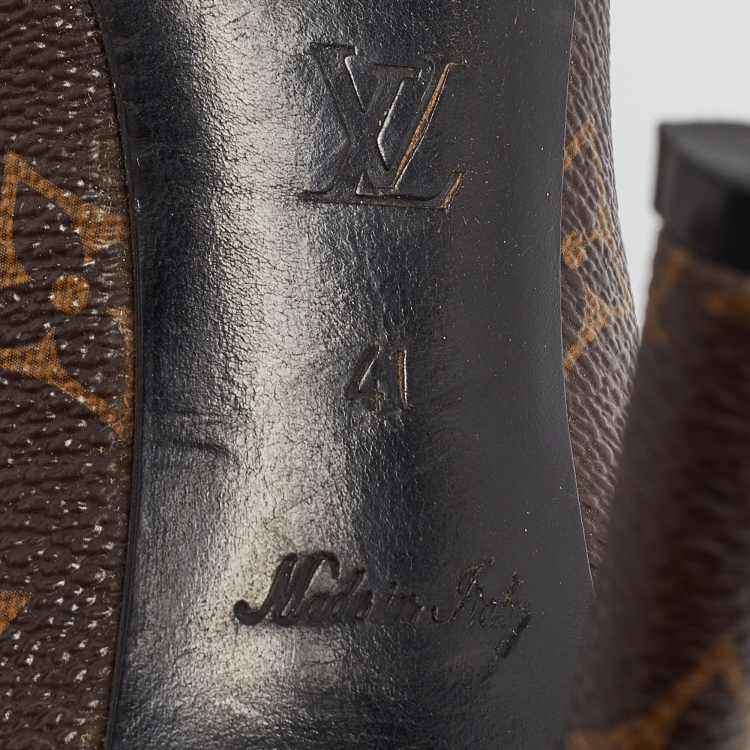 Pre Owned Louis Vuitton Brown/Black Monogram Canvas and Patent Cherie Pumps Size 41