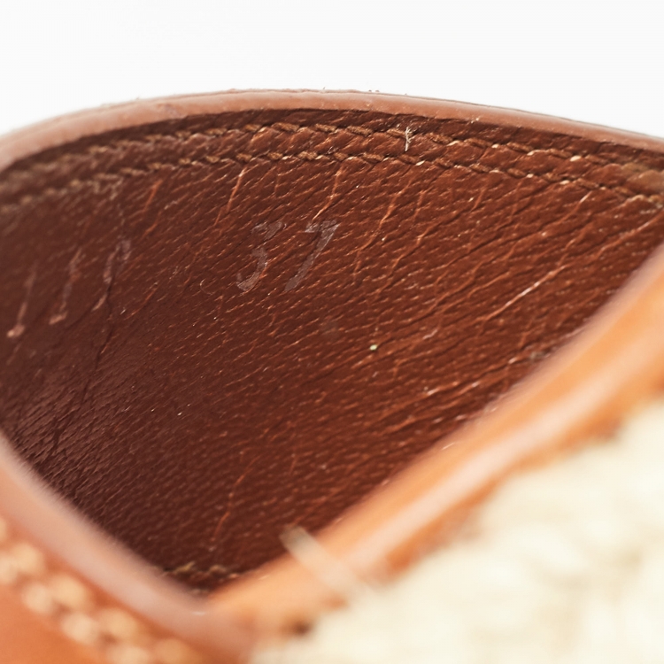 Pre Owned Louis Vuitton Brown Leather and Monogram Canvas Boundary Wedge Sandals Size 37