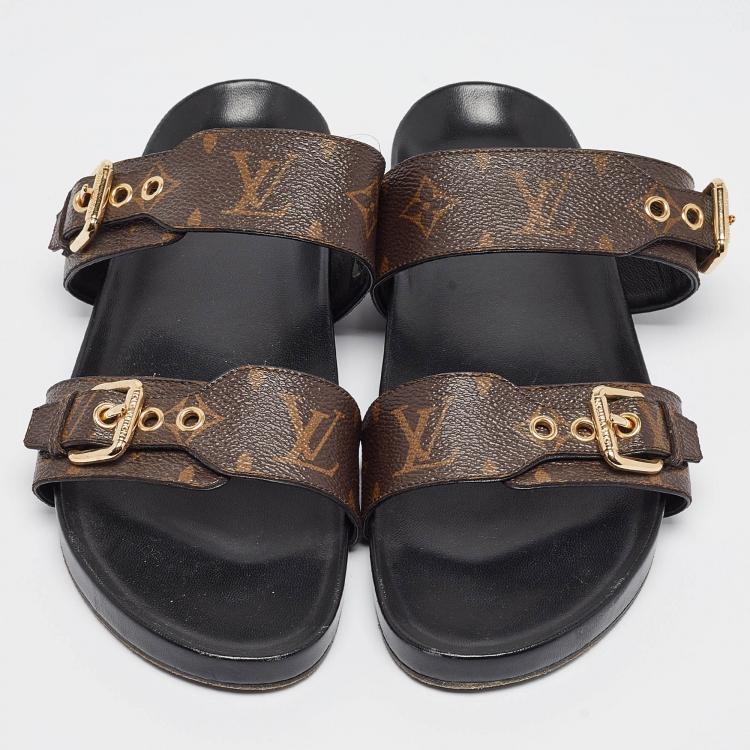Pre Owned Louis Vuitton Monogram Canvas Bom Dia Flat Mules Size 39.5