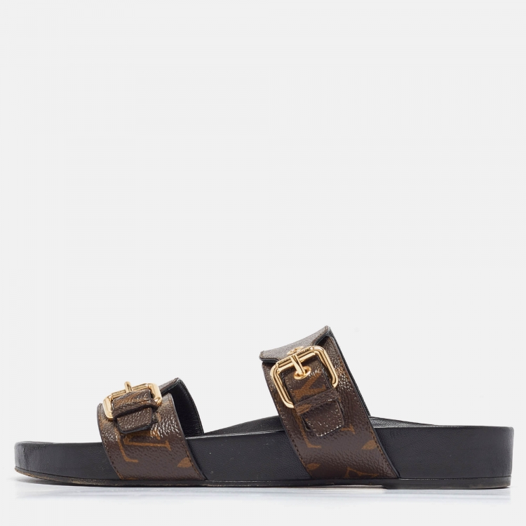 Pre Owned Louis Vuitton Monogram Canvas Bom Dia Flat Mules Size 39.5
