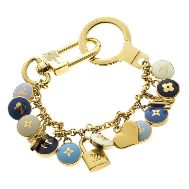 Louis Vuitton Pastilles Blue Enamel Gold Tone Bag Charm Louis