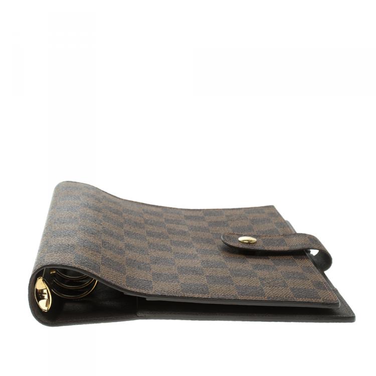 Pre Owned Louis Vuitton Damier Ebene Large Ring Agenda Cover