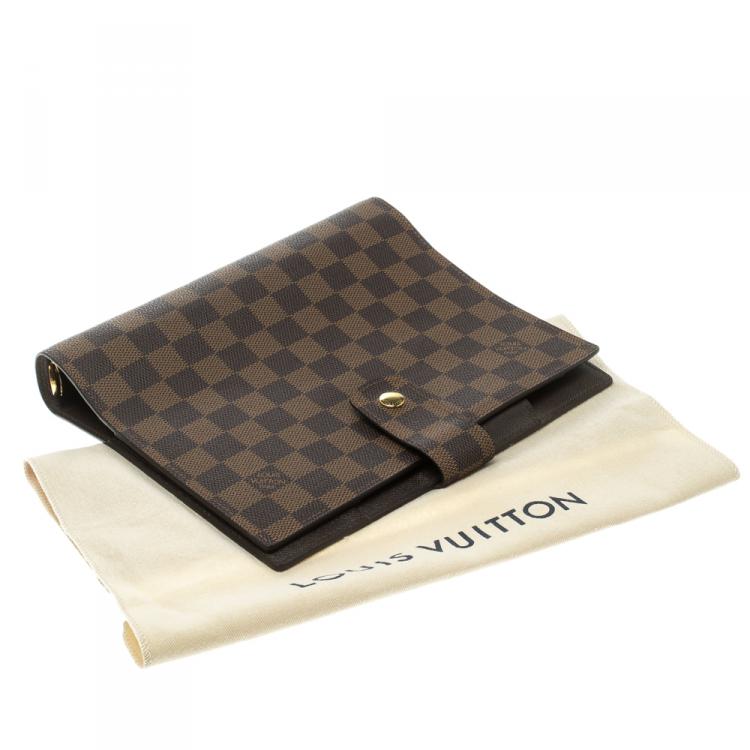 Pre Owned Louis Vuitton Damier Ebene Large Ring Agenda Cover