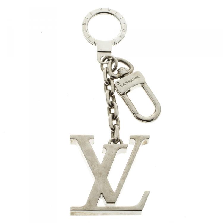 Louis Vuitton Monogram Logo Silver Tone Bag Charm / Key Ring Louis Vuitton