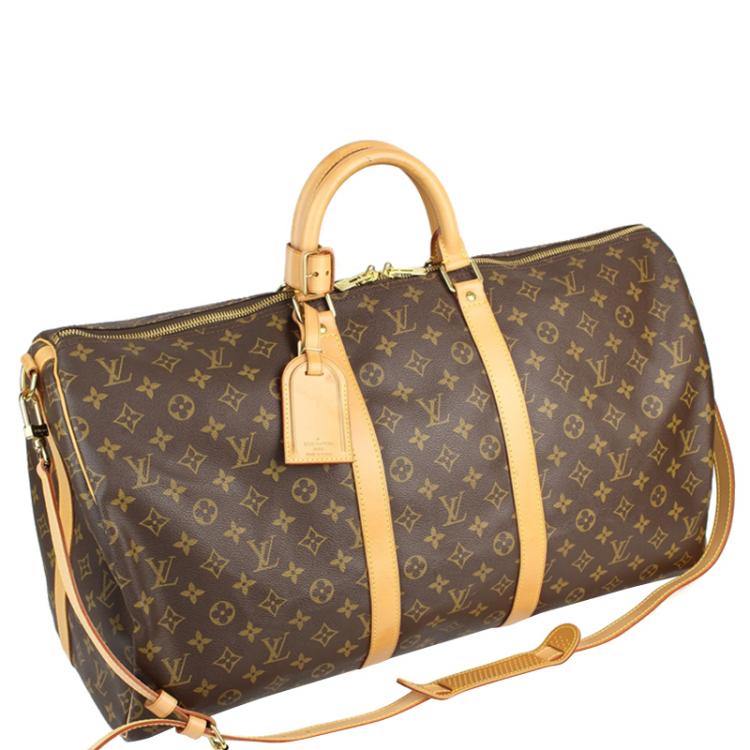 Pre Owned Louis Vuitton Monogram Canvas Keepall Bandouliere 55 Bag