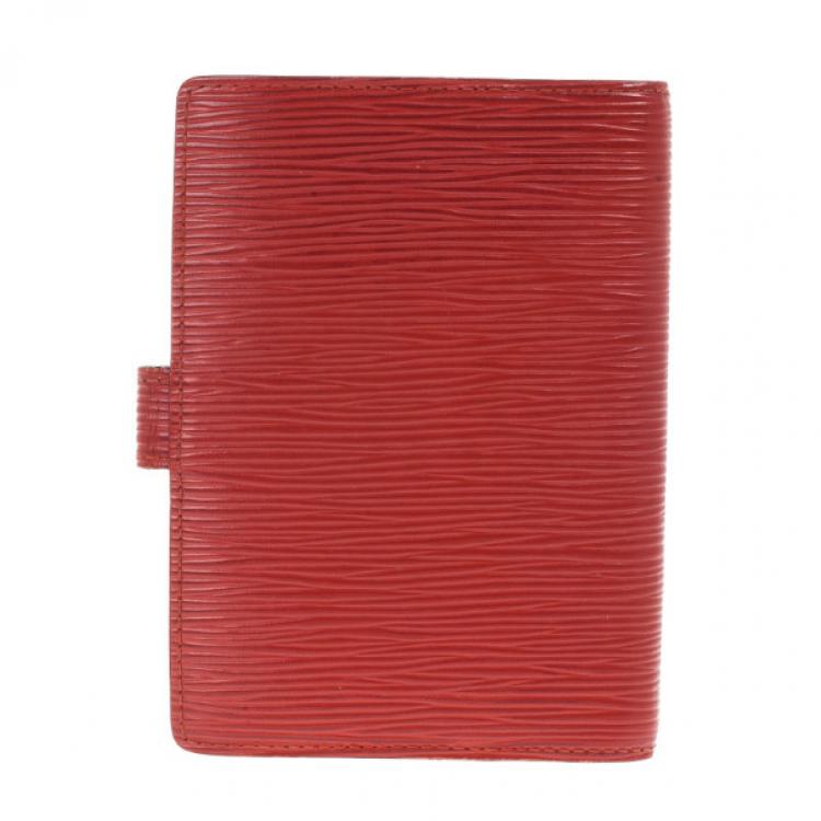 Pre Owned Louis Vuitton Red Epi Leather Small Agenda Cover
