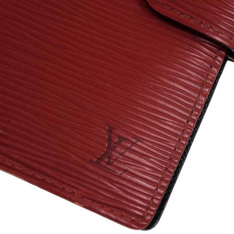 Pre Owned Louis Vuitton Red Epi Leather Small Agenda Cover