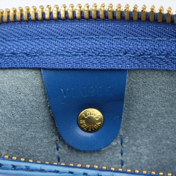 Pre Owned Louis Vuitton Toledo Blue Epi Leather Keepall 45 Bag