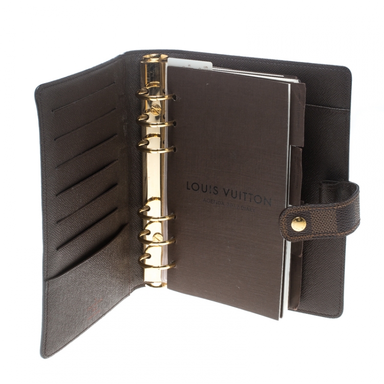 Pre Owned Louis Vuitton Damier Ebene Canvas Medium Ring Agenda Cover