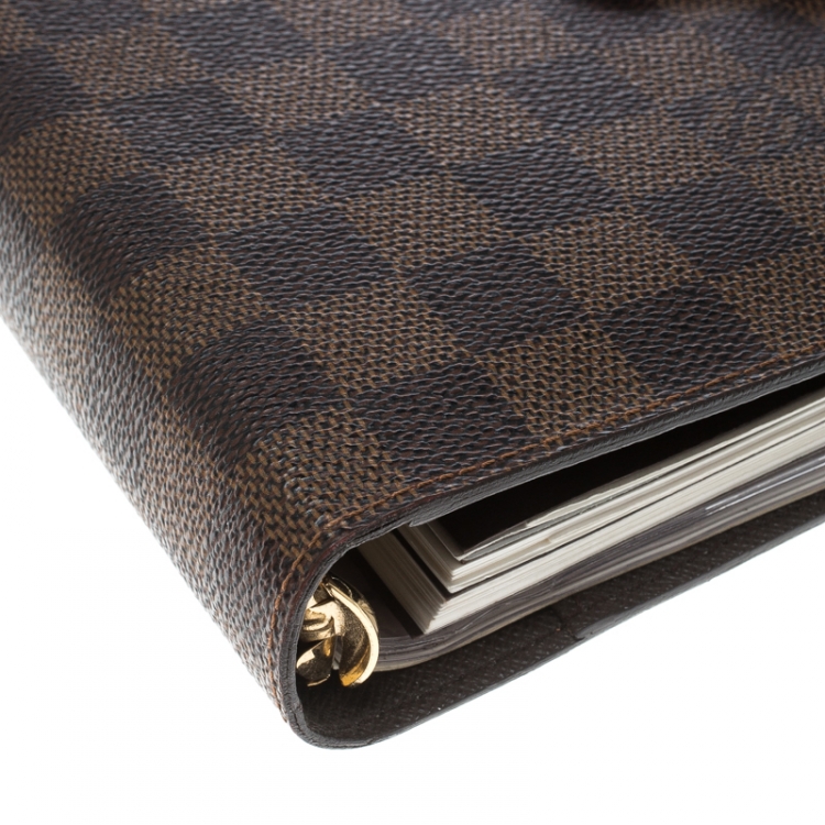 Pre Owned Louis Vuitton Damier Ebene Canvas Medium Ring Agenda Cover