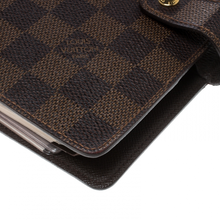 Pre Owned Louis Vuitton Damier Ebene Canvas Medium Ring Agenda Cover