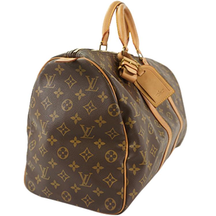 Louis Vuitton Monogram Coated Canvas Keepall 45 Brown Large Bag