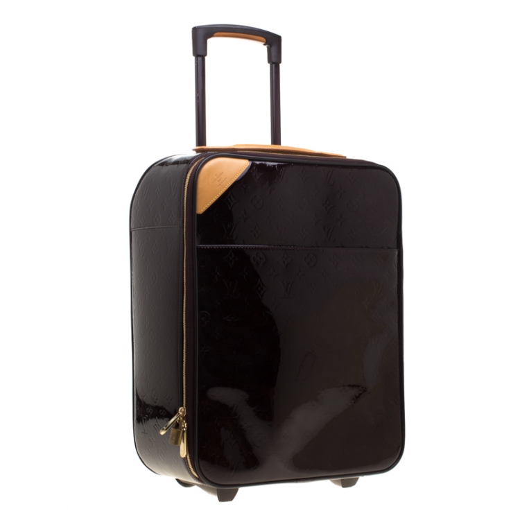 Pre Owned Louis Vuitton Amarante Monogram Vernis Pegase 45 Suitcase