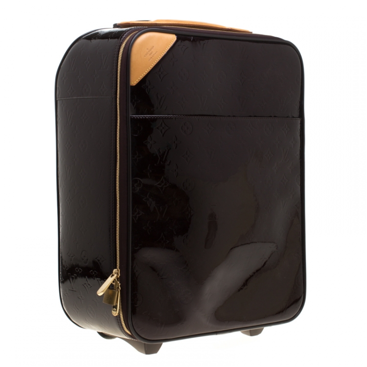 Pre Owned Louis Vuitton Amarante Monogram Vernis Pegase 45 Suitcase