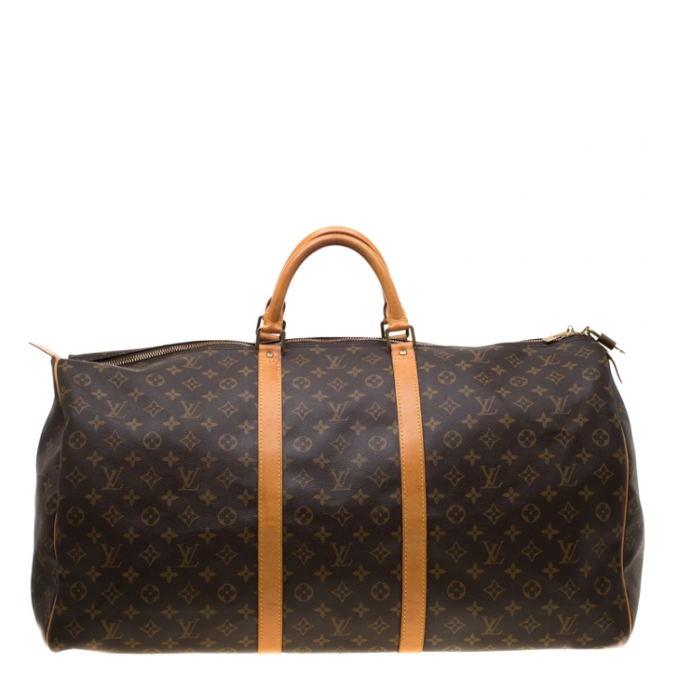 Pre Owned Louis Vuitton Brown Monogram Canvas Keepall Bandouliere 60 Bag