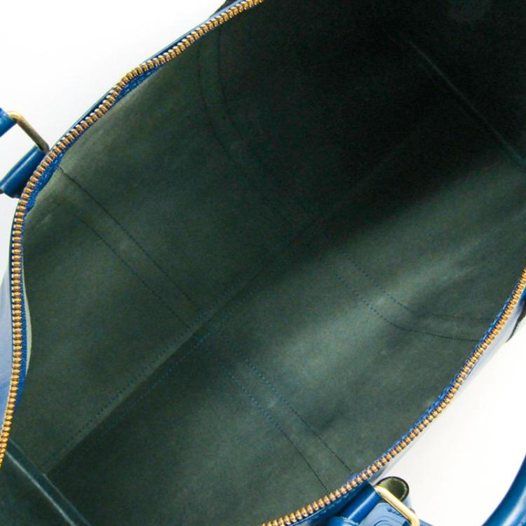Pre Owned Louis Vuitton Toledo Blue Epi Leather Keepall 50 Bag