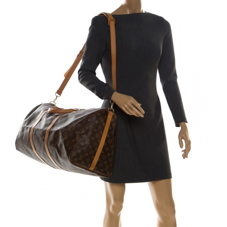 Pre Owned Louis Vuitton Monogram Canvas Keepall Bandoullier 55 Bag