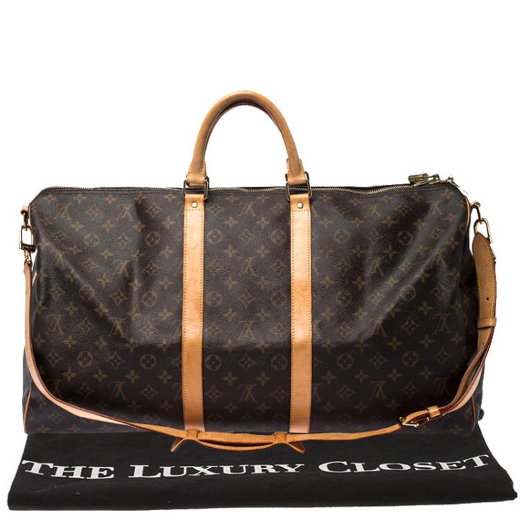 Pre Owned Louis Vuitton Monogram Canvas Keepall Bandouliere 55 Bag