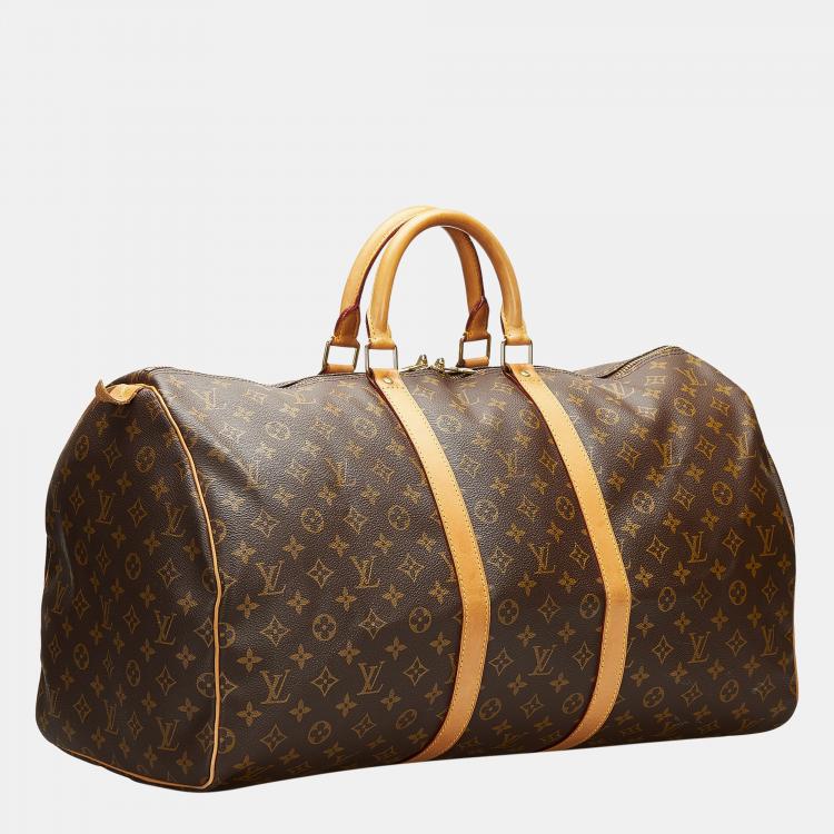 Pre Owned Louis Vuitton Brown Monogram Keepall 55