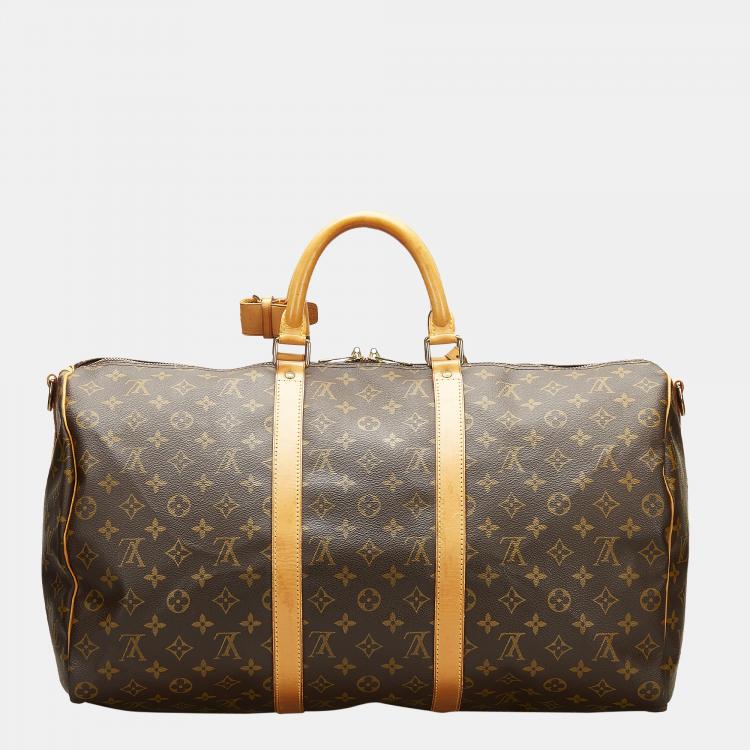 مملوكة مسبقًا Louis Vuitton Brown Monogram Keepall Bandouliere 50