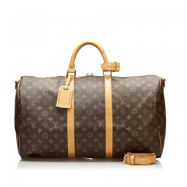 مملوكة مسبقًا Louis Vuitton Brown Monogram Keepall Bandouliere 50