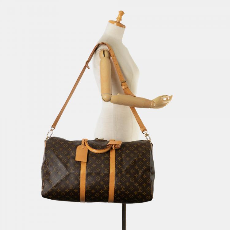 مملوكة مسبقًا Louis Vuitton Brown Monogram Keepall Bandouliere 50