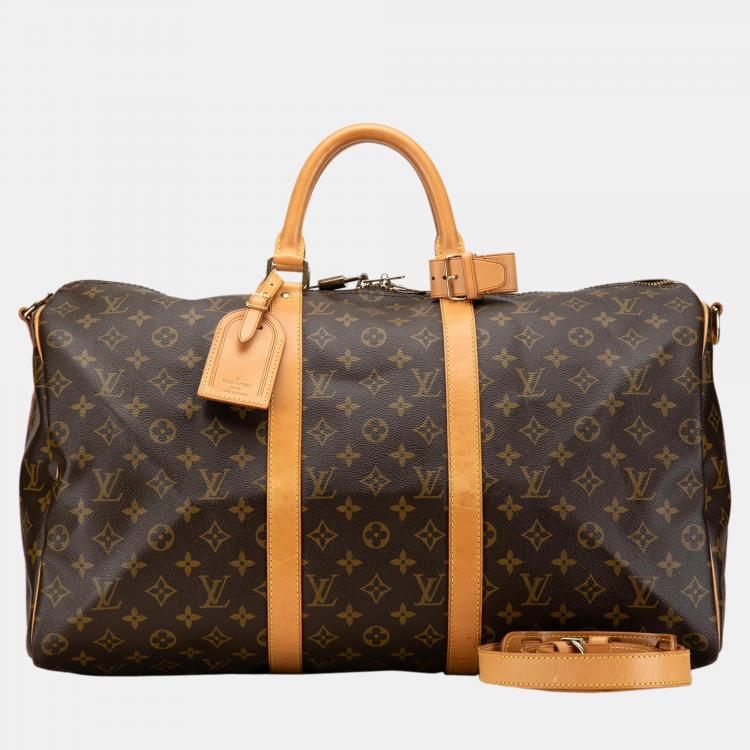 مملوكة مسبقًا Louis Vuitton Brown Monogram Keepall Bandouliere 50