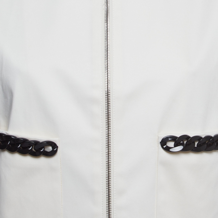 Pre Owned Love Moschino White Cotton Chain Detail Cropped Jacket M