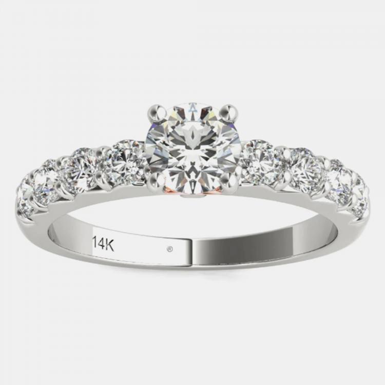 مملوكة مسبقًا 14K White Gold Solitaire Natural Diamond Engagement Ring (1.00 Ctw) US 7