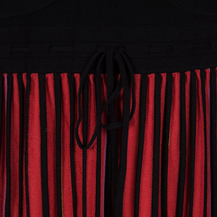 Pre Owned M Missoni Multicolor Striped Knit Back Cutout Tie Detail Sleeveless Dress L