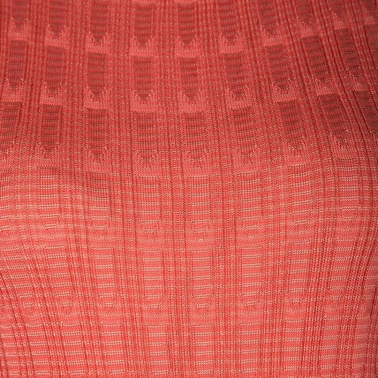 Pre Owned M Missoni Pink Perforated Knit Sleeveless Maxi Dress M