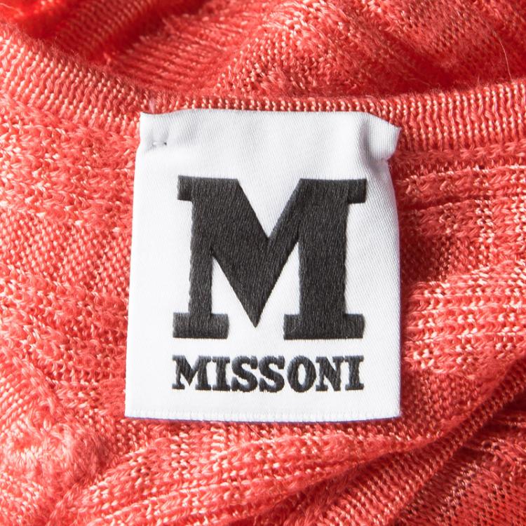 Pre Owned M Missoni Pink Perforated Knit Sleeveless Maxi Dress M