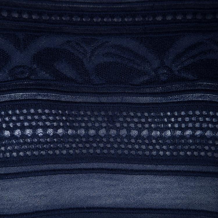 Pre Owned M Missoni Navy Blue Ribbed Trim Detail Sweater S