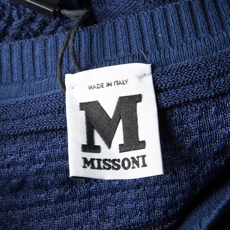 Pre Owned M Missoni Navy Blue Ribbed Trim Detail Sweater S