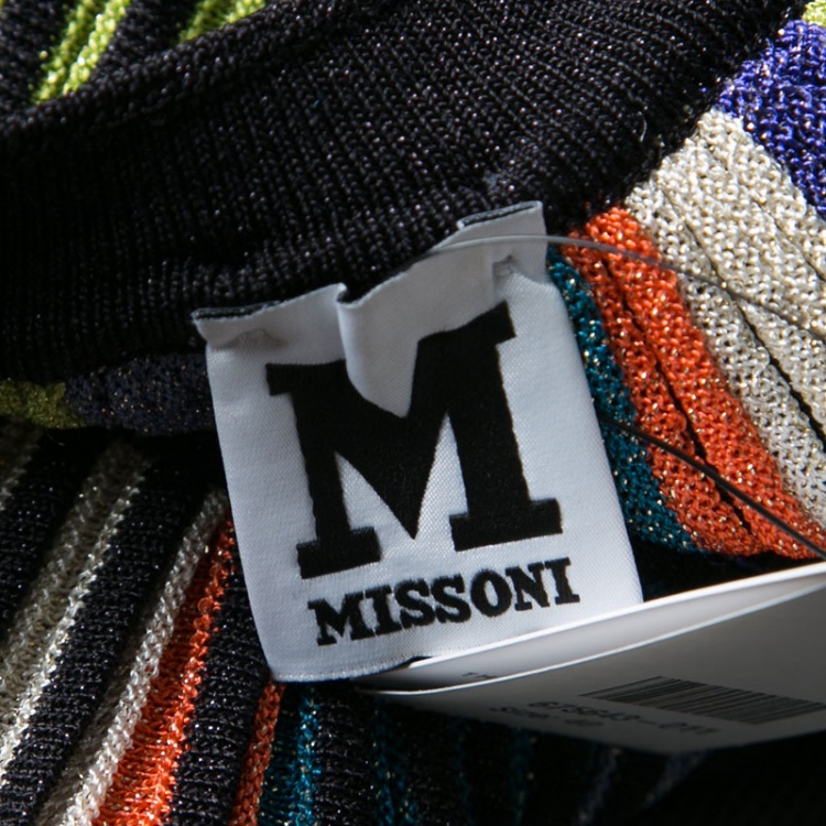 Pre Owned M Missoni Multicolor Striped Lurex Knit Detail Pleated Sleeveless Top S
