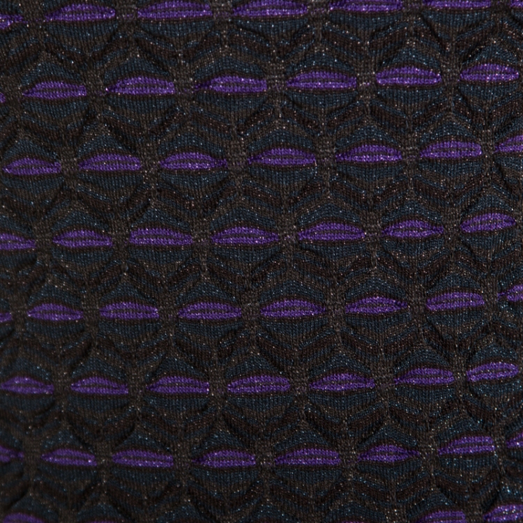مملوكة مسبقًا M Missoni Multicolor Lurex Patterned Knit Off Shoulder Fit and Flare Dress S