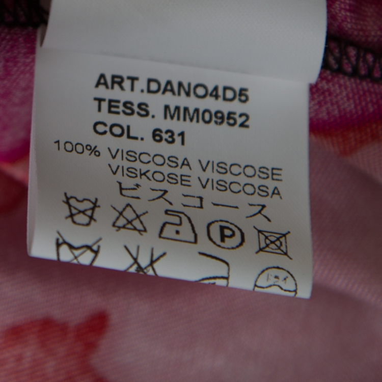 Pre Owned M Missoni Pink Graphic Floral Printed Knit Long Sleeve Top M