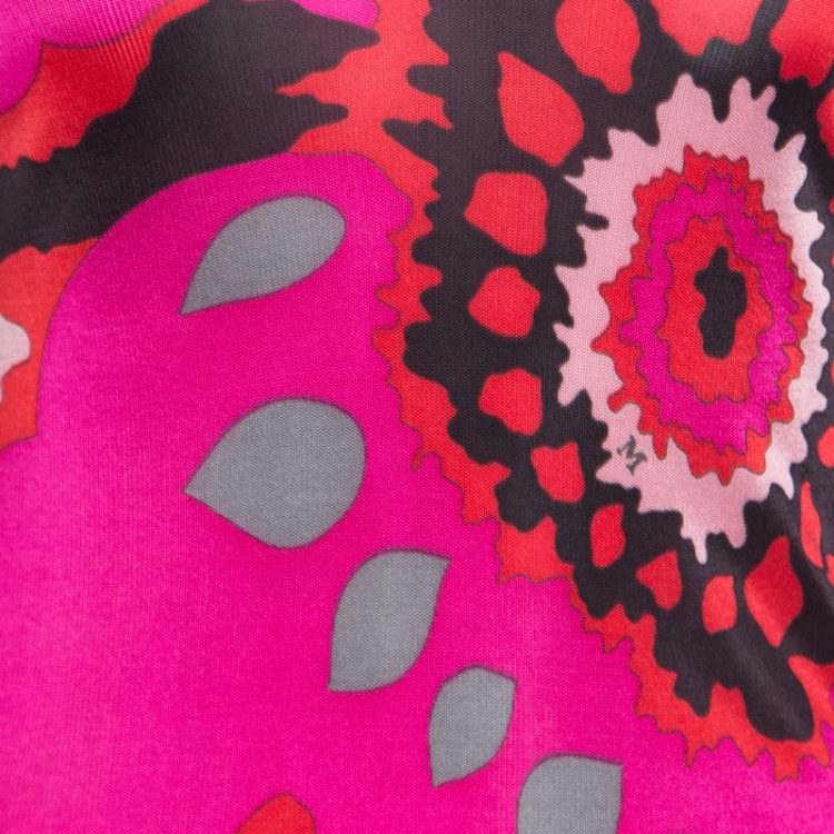 Pre Owned M Missoni Pink Graphic Floral Printed Knit Long Sleeve Top M