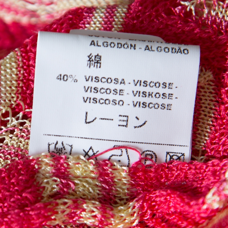 مملوكة مسبقًا M Missoni Red and Yellow Chevron Patterned Knit Open Front Bolero M
