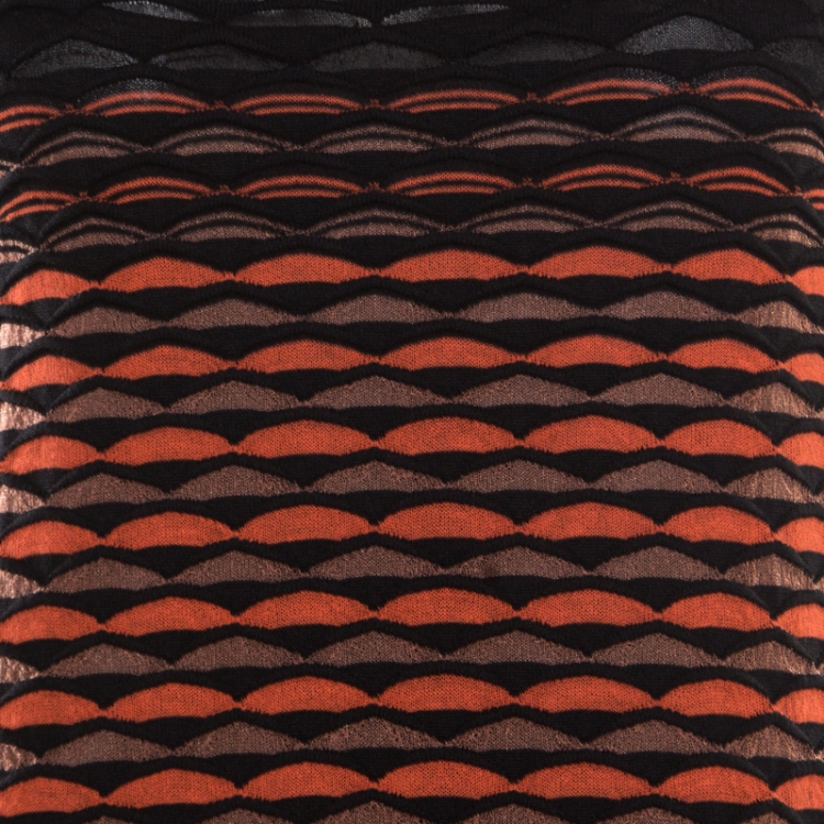Pre Owned M Missoni Multicolor Fish Scale Patterned Knit Flounce Dress S