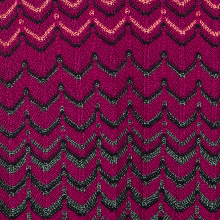 Pre Owned M Missoni Multicolor Ombre Pattern Knit V Neck Dress M 